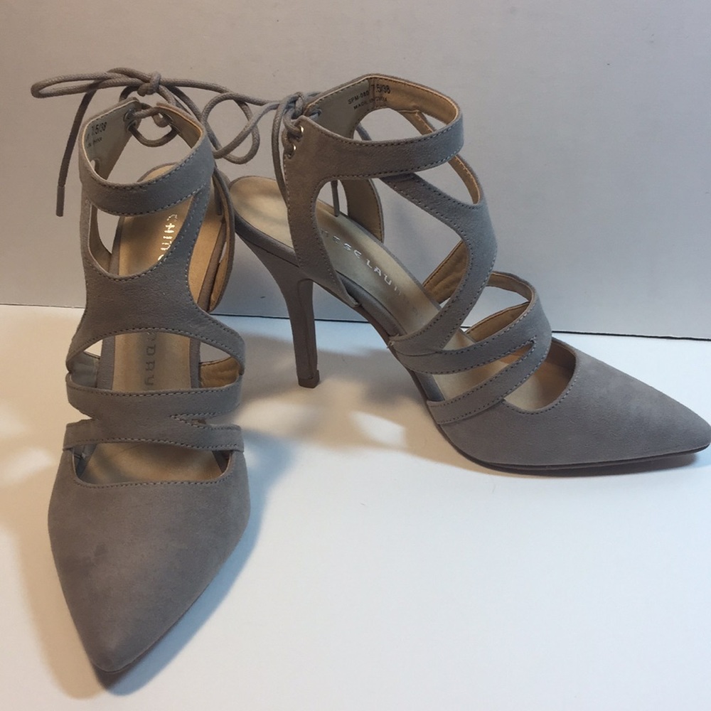 Chinese Laundry grey/beige suede heels  size 7.5